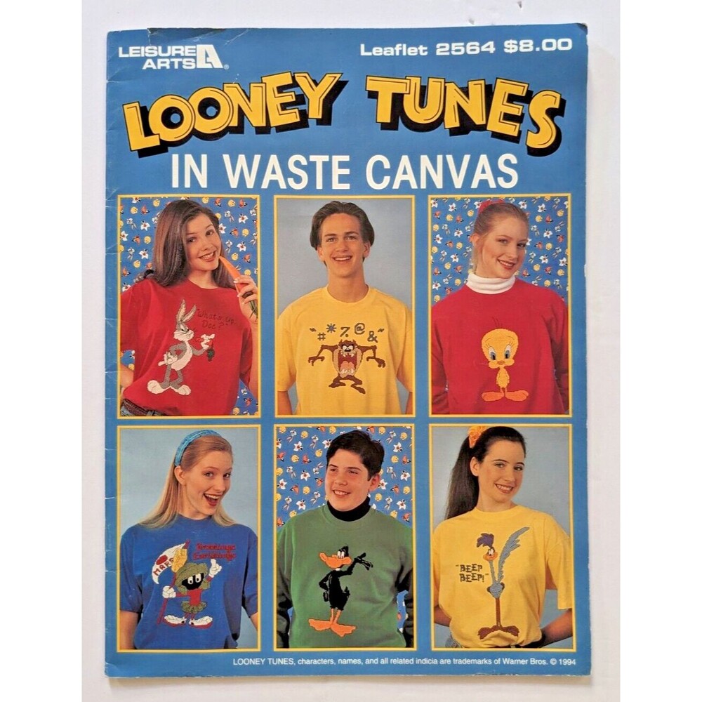 Looney Tunes in‎ Waste Canvas Leisure Arts Leaflet 2564 Fun Cross Stitch Pattern
